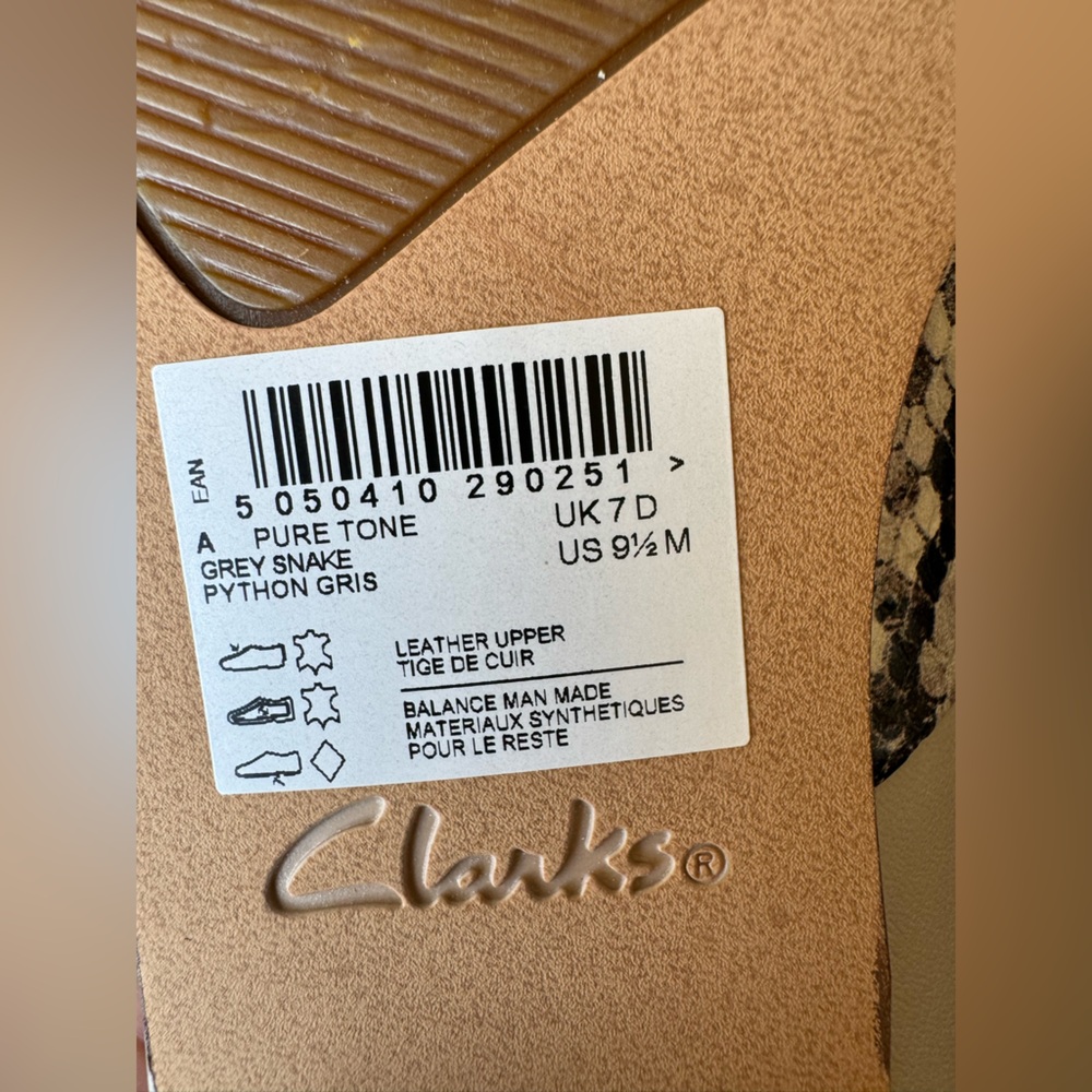 New!!! Clarks Pure Tone Grey Snake Python Slip On… - image 2